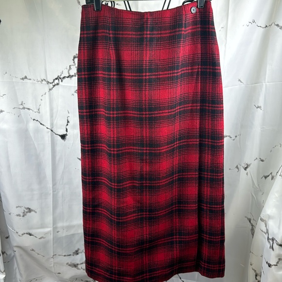 Talbots Dresses & Skirts - Talbots Wool Plaid Skirt Faux Wrap Long Length Straight Pencil Maxi Lined